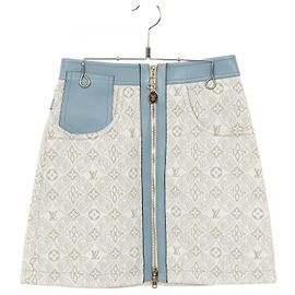 Rock aus Jacquard-Baumwolle mit Monogramm und Kontrastbesatz von Louis Vuitton Weiß Mehrfarben