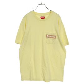 Supreme Mesh Stripe Pocket Tee Cotton Top Yellow