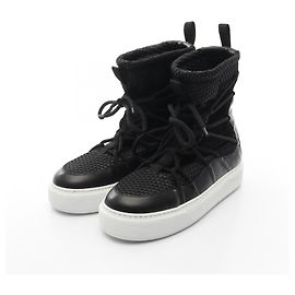 Dior Mesh-Lederstiefel Schwarz