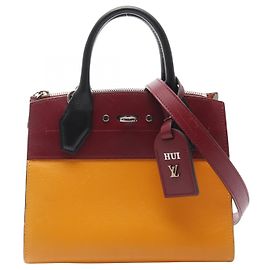 Louis Vuitton City Steamer MINI Leather Handbag Orange Dark red
