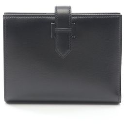 Carteira compacta BEARN em couro box da Hermès Preto