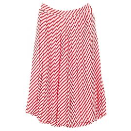 Céline Celine Pleats Viscose Pants White Red