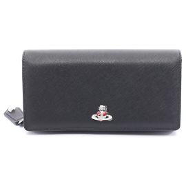 Vivienne Westwood Saffiano Leather Long Bifold Wallet Black