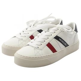 Baskets en cuir MONACO2 de Moncler Blanc Rouge Bleu Marine
