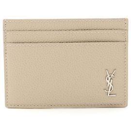 Yves Saint Laurent Portafoglio in pelle Tiny Cassandra di Saint Laurent Paris Beige