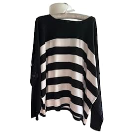 Autre Marque Pull en maille coton à rayures noir et blanc Noir Blanc