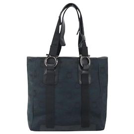 Salvatore Ferragamo Gancini Tote Canvas Navy blue