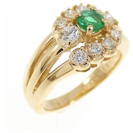 Autre Marque Pola 750 Yellow Gold Emerald Diamond Ring Golden