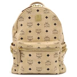 MCM Visetos Leather Backpack Beige