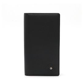 Chanel Camellia Butterfly Leather Long Wallet Black