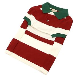 Roupa para pets em algodão Gucci Big Stripe com patch de morango Vermelho