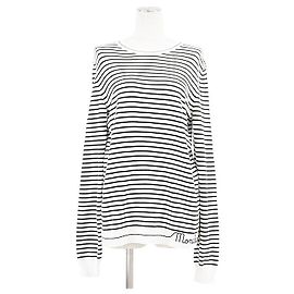 Moncler GIROCOLLO TRICOT Pull en Coton Noir Blanc Blanc cassé