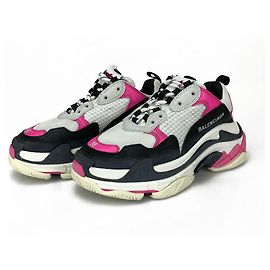 Balenciaga Triple S Polyurethane Polyester Sneakers Black Pink White