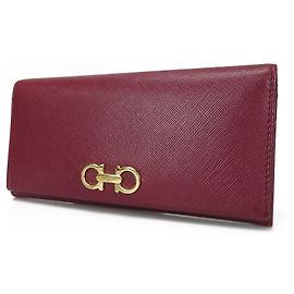 Salvatore Ferragamo Gancini Leather Long Wallet Purple