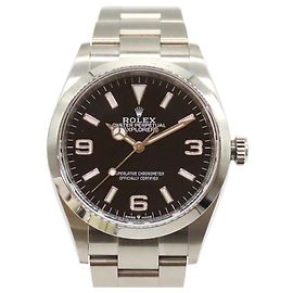 Rolex Explorer 1 en acier inoxydable Noir