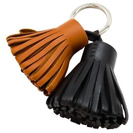 Chaveiro Hermès Carmen Uno Dos Agneau Milo Preto Dourado