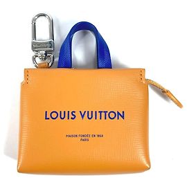 Louis Vuitton Blue and Orange Leather Keyring Blue Orange