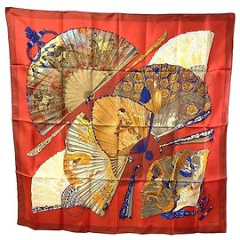 Lenço de Seda Brise de Charme da Hermès Vermelho Multicor