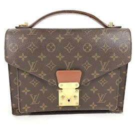Sac à documents Monceau 28 en toile Monogram M51185 de Louis Vuitton Marron