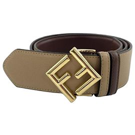 Cinturón Reversible Fendi FF Diamond Castaño