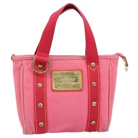 Bolsa Tote Antigua em lona PM Louis Vuitton Rosa