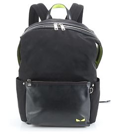 Fendi Bugs Eye 7VZ035 Black Leather and Nylon Backpack Black