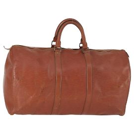 LOUIS VUITTON Epi Keepall 50 Bolsa Boston Marrom M42968 LV Auth 168240 Marrom