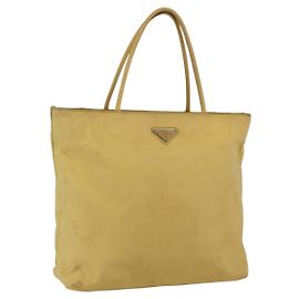 PRADA Sac à main en nylon jaune argent authentique bs33282 Argenté Jaune
