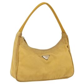 PRADA Sac à main en nylon jaune argent authentique ti3741 Argenté Jaune