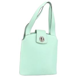 Céline Sac à main en cuir CELINE Circle vert argent authentique 171568 Argenté Vert
