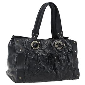 BALLY Bolsa de mão em couro preto Auth ti3771 Preto