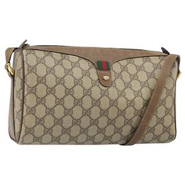 Bolsa Sherry Line GG Supreme Web da GUCCI em PVC bege e dourado 89 02 017 Auth 169801 Bege Dourado