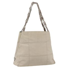 Borsa Tote PRADA Nylon Beige Argento Auth hk3495 Argento Beige