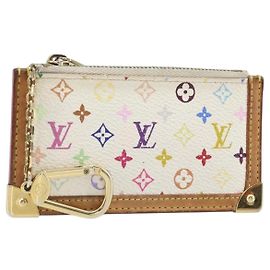 LOUIS VUITTON Monogram Multicolor Pochette Cles Purse White M92655 Auth 168950 White
