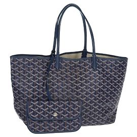 GOYARD Herringbone Saint Louis PM Tote Bag PVC Navy Auth 171919V Navy blue
