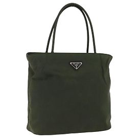 PRADA Handtasche aus Nylon Khaki Silber authentisch ti3676 Silber Khaki