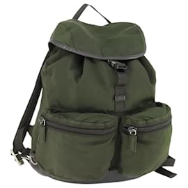 PRADA Backpack Nylon Khaki Silver Auth 164855 Silvery Khaki