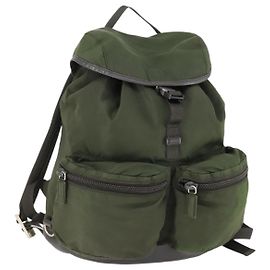 PRADA Rucksack aus Nylon Khaki Silber authentisch 164855 Silber Khaki