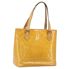 LOUIS VUITTON Monogram Vernis Houston Handtasche Beige M91004 LV Auth 171561 Beige