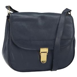 Borsa a Spalla Christian Dior in Pelle Blu Navy Oro Auth bs33272 D'oro Blu navy
