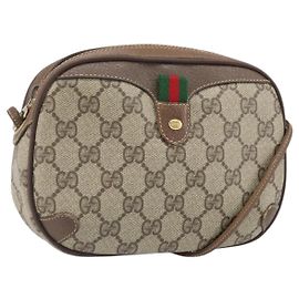 Borsa Sherry Line GG Supreme Web di GUCCI in PVC beige e oro 89 02 066 Auth BA10448 Beige D'oro