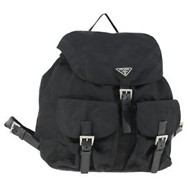 PRADA Rucksack aus schwarzem Nylon mit Silber authentisch 171402 Schwarz Silber