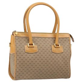 Gucci Bolsa de mão Micro GG Supreme em PVC bege e dourado 002 58 0219 Auth BA10396 Bege Dourado