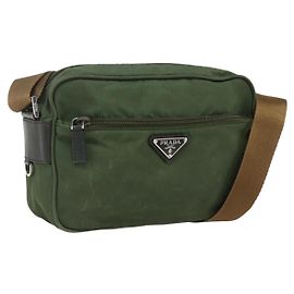 Borsa a Spalla PRADA in Nylon Verde Argento Autentica ti3679 Argento Verde