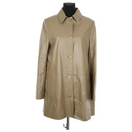 Nina Ricci Khaki leather coat Khaki