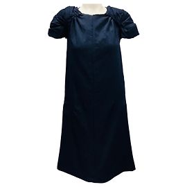 Abito cocktail midi blu navy con maniche corte e orlo grezzo Marni Blu navy