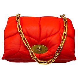 Borsa a spalla in pelle morbida arancione Mulberry Nero