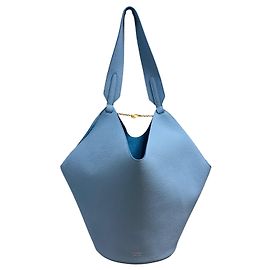 Borsa a secchiello in pelle martellata blu Lotus Khaite Blu