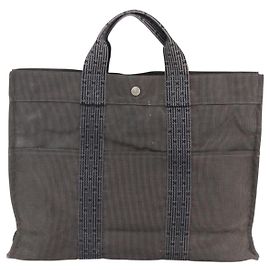 Bolsa Fourre Tout em Lona MM Hermès Marrom
