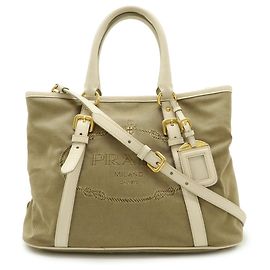 Prada Jacquard Tote/Schultertasche Weiß Beige Andere